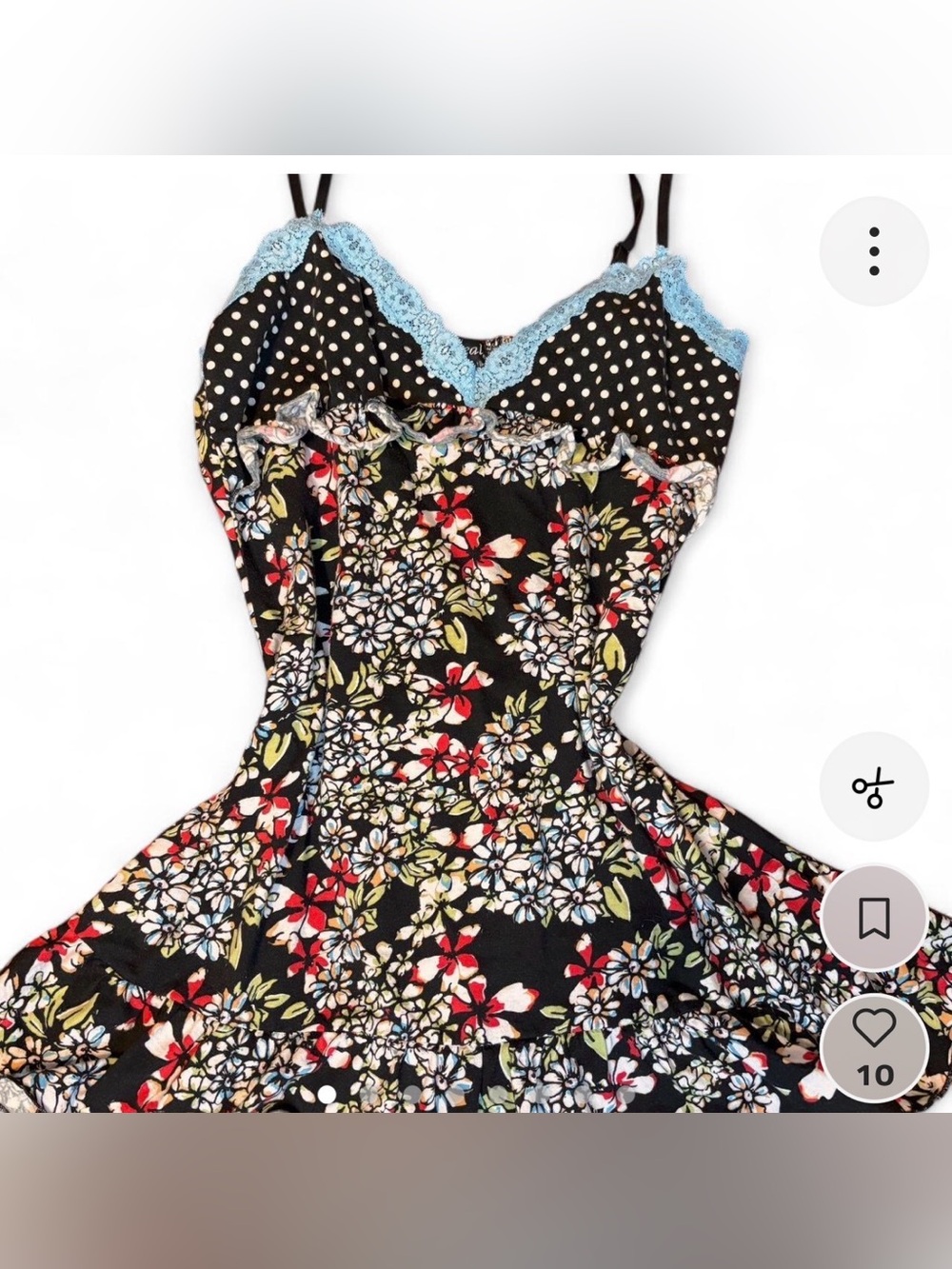 Wet Seal y2k lace floral babydoll dress with polka dot detailing